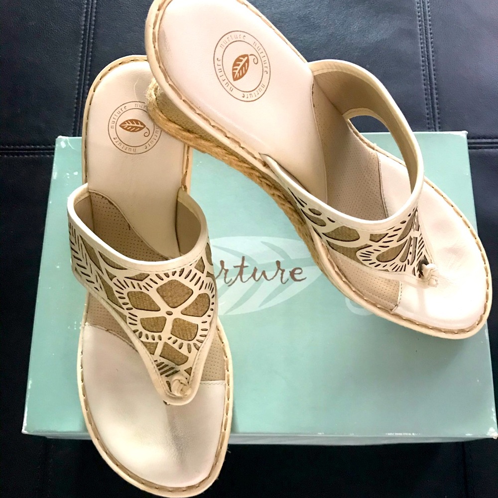 Nurture Boho Wedge Off White Sandal size 9